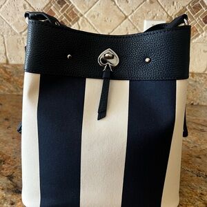 Kate Spade Large Bucket Bag Navy Blue and Cream Striped
